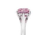 White gold Fancy Pink Cushion  Solitaire Engagement Ring with Four-Prong Setting and Classic Band