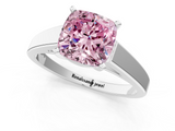 White gold Fancy Pink Cushion  Solitaire Engagement Ring with Four-Prong Setting and Tapered Band_4