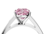 White gold Fancy Pink Cushion  Solitaire Engagement Ring with Four-Prong Setting and Tapered Band_7