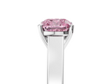White gold Fancy Pink Cushion  Solitaire Engagement Ring with Four-Prong Setting and Tapered Band_8