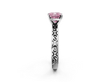 White gold Fancy Pink Cushion  Solitaire Engagement Ring with Scrollwork Band and Four-Prong Setting_151