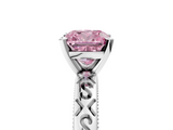 White gold Fancy Pink Cushion  Solitaire Engagement Ring with Scrollwork Band and Four-Prong Setting_154