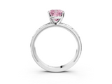 White gold Fancy Pink Cushion  Solitaire Engagement Ring with Scrollwork Band and Four-Prong Setting_156