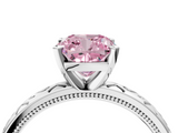 White gold Fancy Pink Cushion  Solitaire Engagement Ring with Scrollwork Band and Four-Prong Setting_157