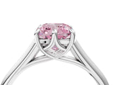 White gold Fancy Pink Cushion  Solitaire Engagement Ring with Six-Prong Setting and Classic Band 4