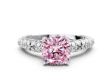 White gold Fancy Pink Cushion  Solitaire Floral Milgrain Engagement Ring_31