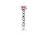 White gold Fancy Pink Cushion  Solitaire Floral Milgrain Engagement Ring_33