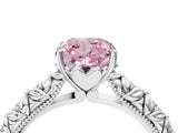 White gold Fancy Pink Cushion  Solitaire Floral Milgrain Engagement Ring_35