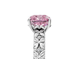 White gold Fancy Pink Cushion  Solitaire Floral Milgrain Engagement Ring_36