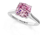 White gold Fancy Pink Cushion  Solitaire Heart Prong Engagement Ring with Tapered Band_56