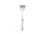 White gold Fancy Pink Cushion  Solitaire Heart Prong Engagement Ring with Tapered Band_57