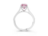 White gold Fancy Pink Cushion  Solitaire Heart Prong Engagement Ring with Tapered Band_58