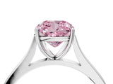 White gold Fancy Pink Cushion  Solitaire Heart Prong Engagement Ring with Tapered Band_59