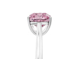 White gold Fancy Pink Cushion  Solitaire Heart Prong Engagement Ring with Tapered Band_60