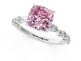 White gold Fancy Pink Cushion  Solitaire Marquise Side Stone Prong Setting Ring_62