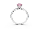 White gold Fancy Pink Cushion  Solitaire Marquise Side Stone Prong Setting Ring_63