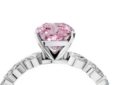 White gold Fancy Pink Cushion  Solitaire Marquise Side Stone Prong Setting Ring_65