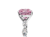 White gold Fancy Pink Cushion  Solitaire Marquise Side Stone Prong Setting Ring_66