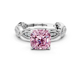 White gold Fancy Pink Cushion  Solitaire Milgrain Diamond Engagement Ring with Bezel and Marquise Band_101