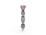 White gold Fancy Pink Cushion  Solitaire Milgrain Diamond Engagement Ring with Bezel and Marquise Band_103