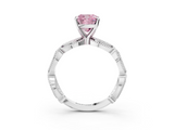 White gold Fancy Pink Cushion  Solitaire Milgrain Diamond Engagement Ring with Bezel and Marquise Band_104