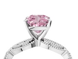 White gold Fancy Pink Cushion  Solitaire Milgrain Diamond Engagement Ring with Bezel and Marquise Band_105