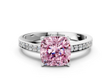 White gold Fancy Pink Cushion  Solitaire Pavé Band Prong Setting Ring_20