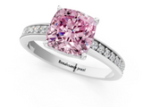 White gold Fancy Pink Cushion  Solitaire Pavé Band Prong Setting Ring_21