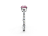 White gold Fancy Pink Cushion  Solitaire Pavé Band Prong Setting Ring_22