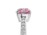 White gold Fancy Pink Cushion  Solitaire Pavé Band Prong Setting Ring_25