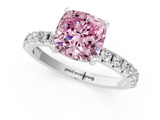 White gold Fancy Pink Cushion  Solitaire Pavé Band with Four-Prong Setting_160