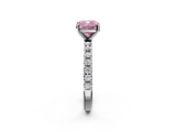 White gold Fancy Pink Cushion  Solitaire Pavé Band with Four-Prong Setting_161
