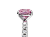 White gold Fancy Pink Cushion  Solitaire Pavé Band with Four-Prong Setting_166