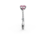 White gold Fancy Pink Cushion  Solitaire Pavé Band with Four-Prong Setting_83