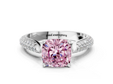 White gold Fancy Pink Cushion  Solitaire Pavé Diamond Engagement Ring with Four-Prong Setting_185
