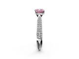 White gold Fancy Pink Cushion  Solitaire Pavé Diamond Engagement Ring with Four-Prong Setting_186