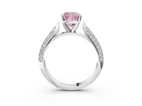 White gold Fancy Pink Cushion  Solitaire Pavé Diamond Engagement Ring with Four-Prong Setting_188