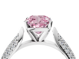 White gold Fancy Pink Cushion  Solitaire Pavé Diamond Engagement Ring with Four-Prong Setting_189
