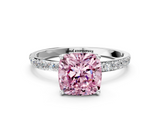 White gold Fancy Pink Cushion  Solitaire Pavé Diamond Engagement Ring with Four-Prong Setting_38