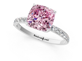 White gold Fancy Pink Cushion  Solitaire Pavé Diamond Engagement Ring with Four-Prong Setting_43