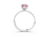 White gold Fancy Pink Cushion  Solitaire Pavé Diamond Engagement Ring with Four-Prong Setting_45