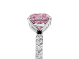 White gold Fancy Pink Cushion  Solitaire Pavé Diamond Engagement Ring with Four-Prong Setting_47