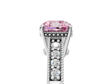 White gold Fancy Pink Cushion  Solitaire Pavé Diamond Milgrain Engagement Ring with Four-Prong Setting_8