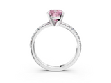 White gold Fancy Pink Cushion  Solitaire Pave Diamond Engagement Ring with Four-Prong Setting_365