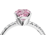 White gold Fancy Pink Cushion  Solitaire Pave Diamond Engagement Ring with Four-Prong Setting_366