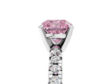 White gold Fancy Pink Cushion  Solitaire Pave Diamond Engagement Ring with Four-Prong Setting_367