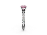 White gold Fancy Pink Cushion  Solitaire Pave Diamond Engagement Ring with Four-Prong Setting_377