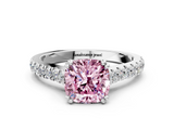 White gold Fancy Pink Cushion  Solitaire Pave Diamond Engagement Ring with Prong Setting_20