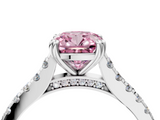 White gold Fancy Pink Cushion  Solitaire Pave Diamond Engagement Ring with Prong Setting_24