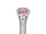 White gold Fancy Pink Cushion  Solitaire Pave Split Shank Engagement Ring with Six-Prong Setting_42